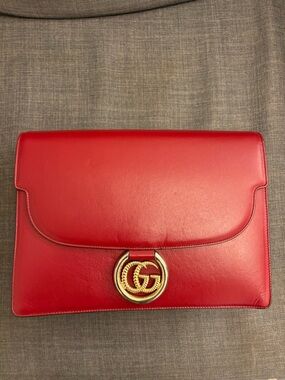 Gucci Torchon Ring Medium Flap Bag - Red